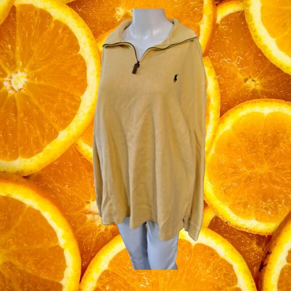 Polo‎ by Ralph Lauren 1/4 Zip Yellow 100% Cotton Sweater Size Large - Picture 6 of 6